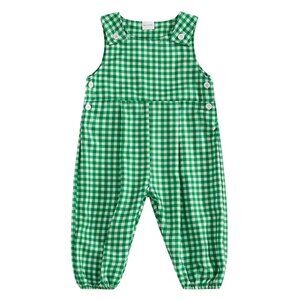 Green Gingham Romper First Birthday Easter Clothes Green Plaid Outfit Longall